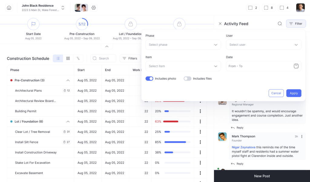 Construction Management Software for site selection